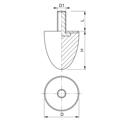 Antivibrante parabolico piede-maschio