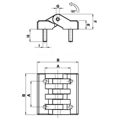 Cerniera esterna 180° plastica