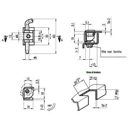 Cerniera esterna 180° angolare inox