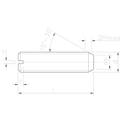 Slotted set screws with flat point, chamfered DIN 551 class 14H zinc plated