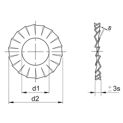 Rondella con dentellatura esterna DIN 6798-A