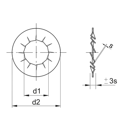 Rondella con dentellatura interna DIN 6798-J