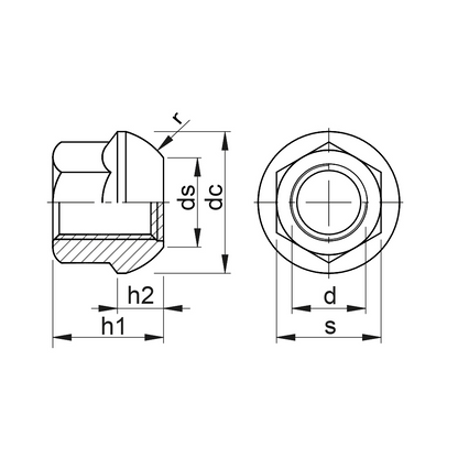 Dado per ruota bombato DIN 74361A Zincato bianco