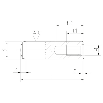 Spina cilindrica temprata con foro di estrazione tolleranza m6 DIN 7979-D