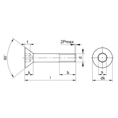 Vite testa svasata piana esagono incassato DIN 7991 acciaio 010.9/10.9 Zinco lamellare Geomet® 321 A