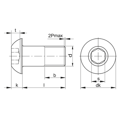 Vite testa a bottone cava esagonale ISO 7380-1 acciaio 010.9 Zinco lamellare Geomet® 321 A