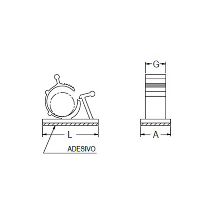 Clip câble fermeture latérale fixation adhésive