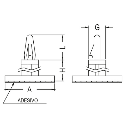 Distanziatore ad innesto fissaggio adesivo