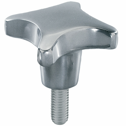 Cross-shaped knob aluminium - with threaded hole