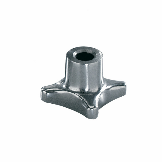 Cross-shaped knob aluminium with threaded through hole