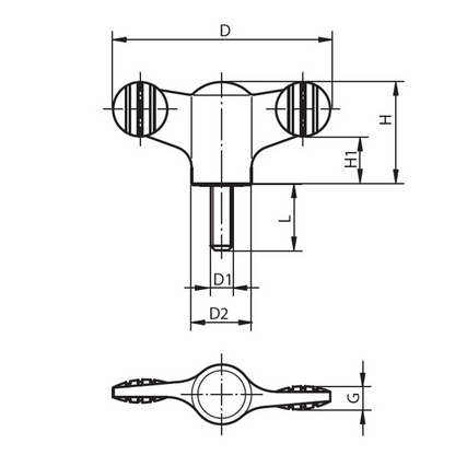 Wing screw plastic grip with steel pin