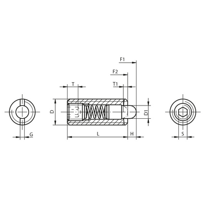 Hex socket spring plunger stainless steel - Thrust pin stainless steel