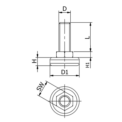 Piedino snodato base 25