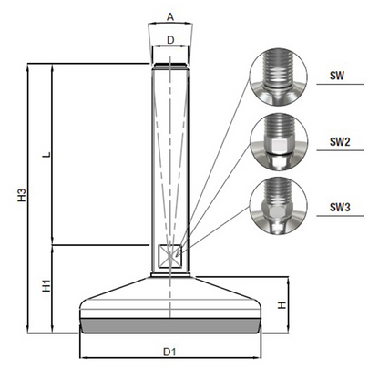 Piedino snodato TSLC inox