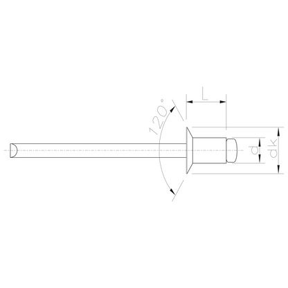Rivetto a strappo testa svasata piana DIN 7337 alluminio