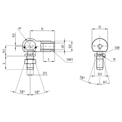 Snodo angolare molla interna I-A-A inox