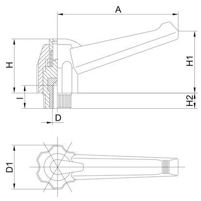 Manette indexable à bouton avec insert