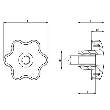 Knob with six lobes BFP