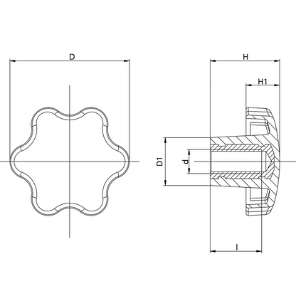 Knob with six lobes BFC