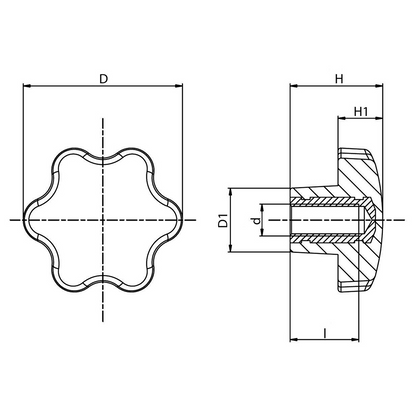 Knob with six lobes full body BFC